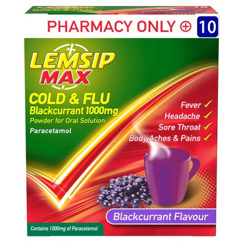 Lemsip Max Cold & Flu Blackcurrant - 10 Sachets